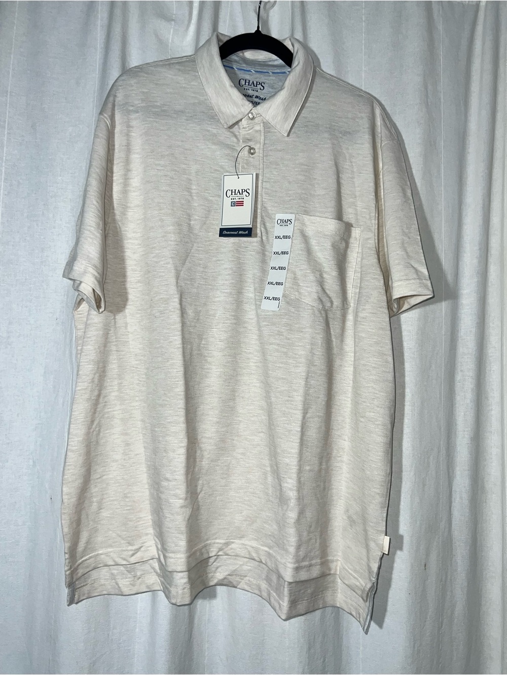 Chaps Men’s Light Cream Short-Sleeve Polo